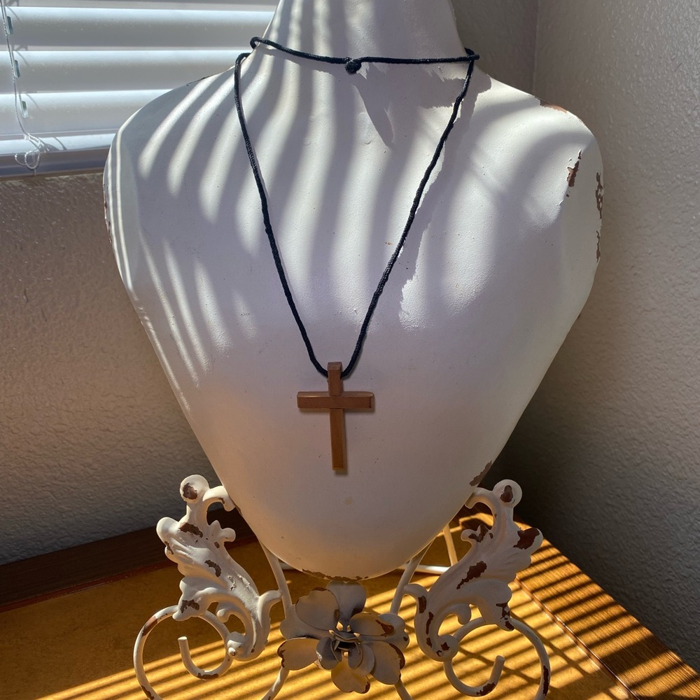 Simple Wooden Cross Necklace